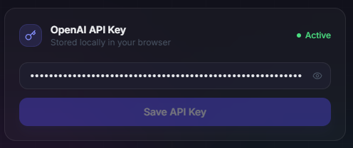 API key field, browser only